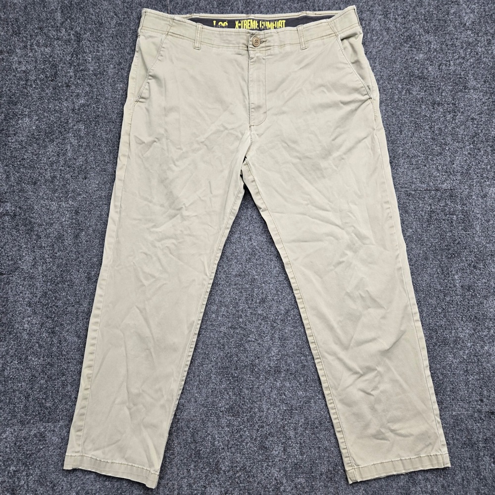 Lee X-Treme Comfort Mens Size 36x27 Khaki Chino Pants Straight Leg Tan